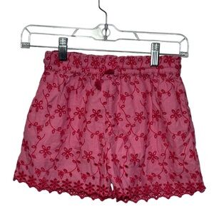 Boden Broderie Shorts Bright Petal Pink Eyelet Cotton Drawstring Waist Size 9Y‎